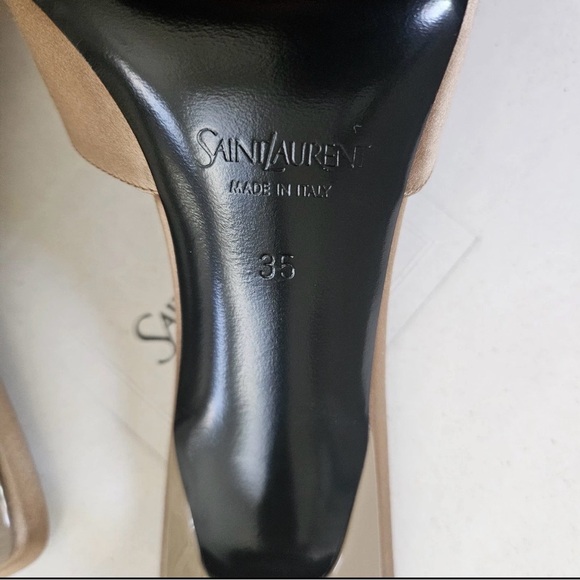 YSL Women's Beige Slip On Heels with Gold Accents size 35 - Picture 5 of 7